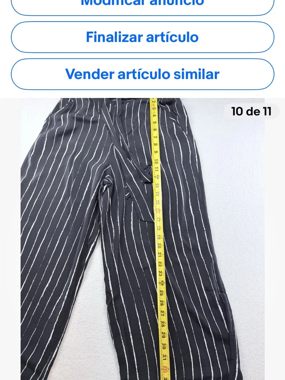 Aritzia‎ Wilfred Faun Black Stripe Viscose Rayon Wide Leg Pants Size L